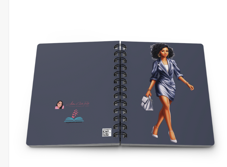 Woman Walking in Grey Dress Notebook